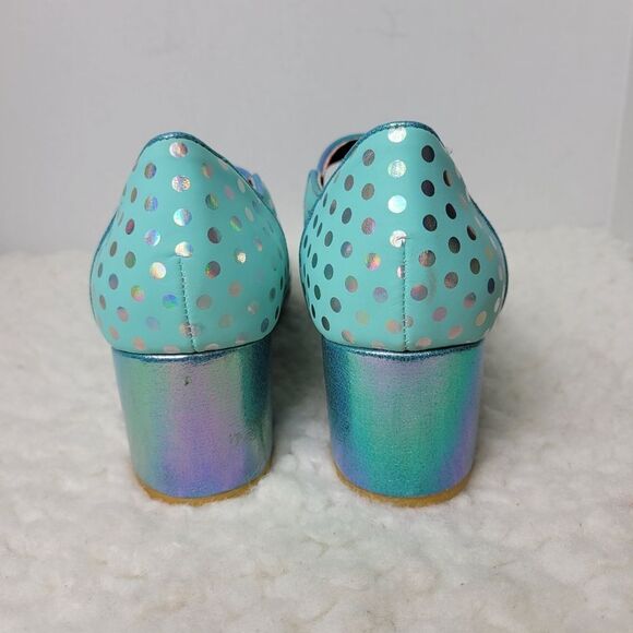 Irregular Choice  Doty For You Womens Size 10.5 Polka Dot Blue Metallic New - Picture 4 of 9